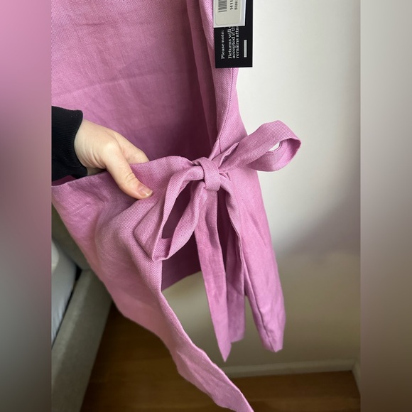 NWT BONDI BORN Martinique Wrap-effect Organic Linen Mini Dress - Pink size large - Picture 6 of 16